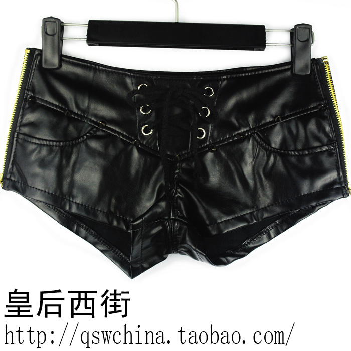 Queen 2013 autumn and winter slim hip metal leather super shorts