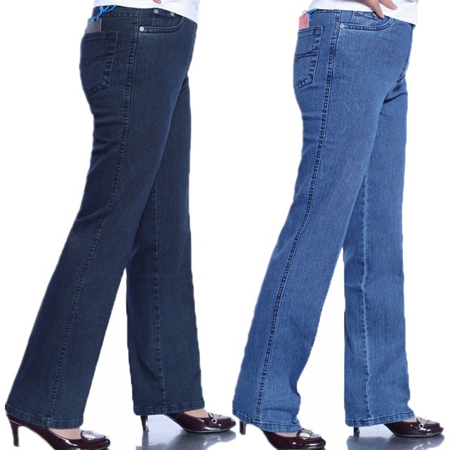 Quinquagenarian pants straight jeans for women plus size plus size women's denim trousers