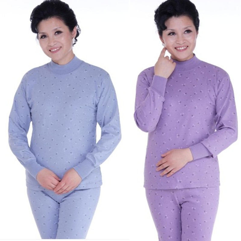 Quinquagenarian women's turtleneck long johns 100% cotton 100% cotton sweater thermal underwear