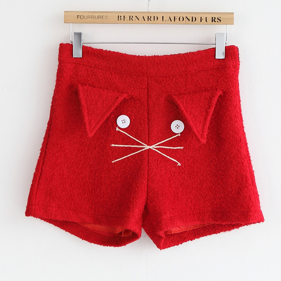 R cat cartoon 7581 real pictures with model solid color personalized short trousers 330g