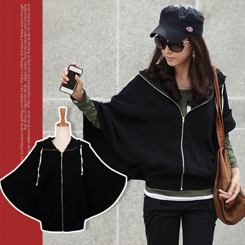 R0122h spring 2013 women's fashion personality with a hood batwing sleeve Women outerwear overcoat