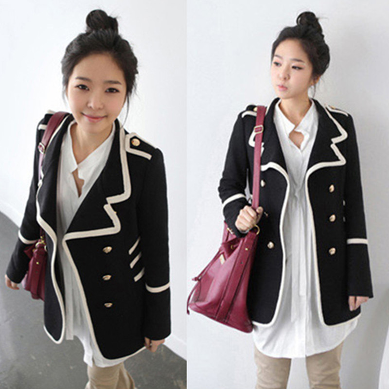 R2578 spring 2013 trend women's wool double breasted wool coat outerwear trench blazer