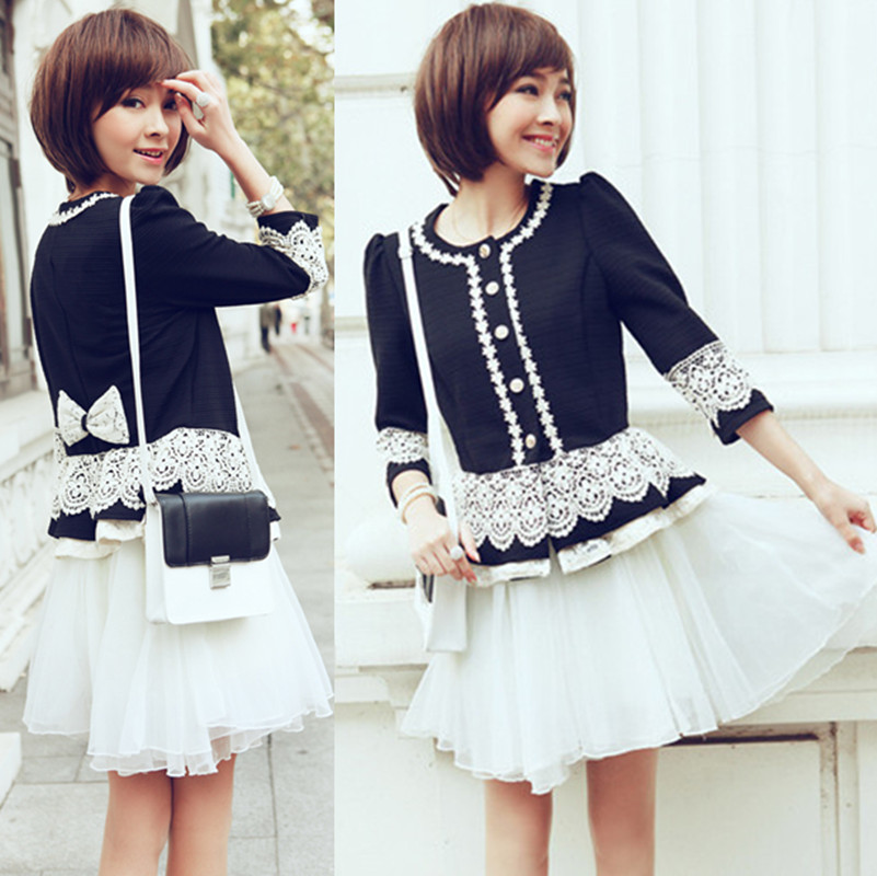 R6298 women's 2013 spring elegant gentlewomen fashion three quarter sleeve short coat design