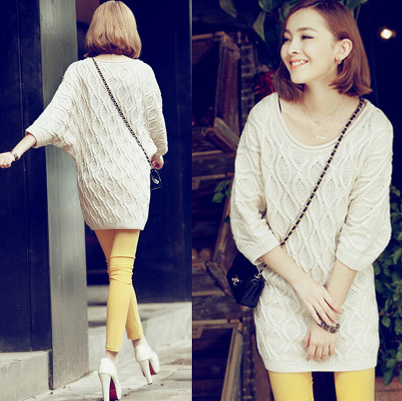 R6313x autumn 2012 fashion personality loose batwing sleeve medium-long knitted sweater