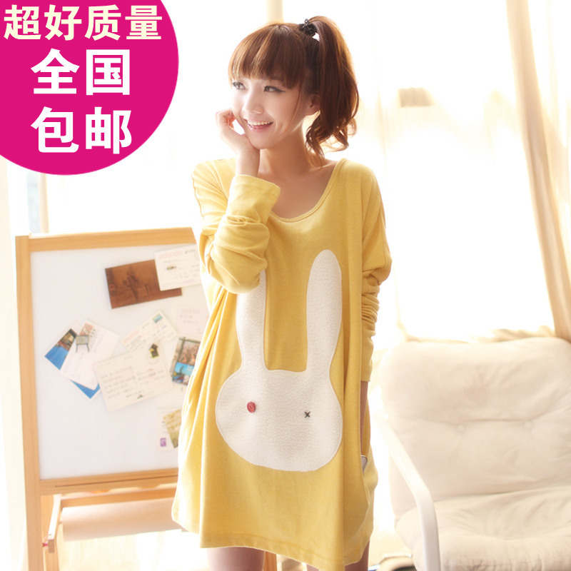 Rabbit fashion maternity clothing long-sleeve T-shirt maternity autumn top long design thickening loose one-piece dress female