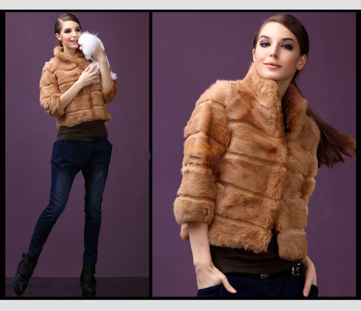 Rabbit fur coat 2011 fur overcoat long-sleeve short design women's rabbit fur outerwear