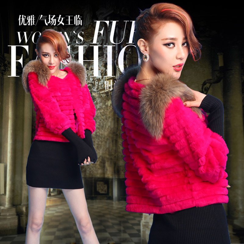 Rabbit fur coat 2012 short design solid color slim long-sleeve outerwear rex rabbit hair a10656