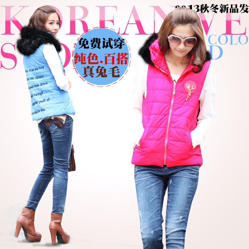 Rabbit fur coat fur vest 2013 spring new arrival sweater vest short design women's