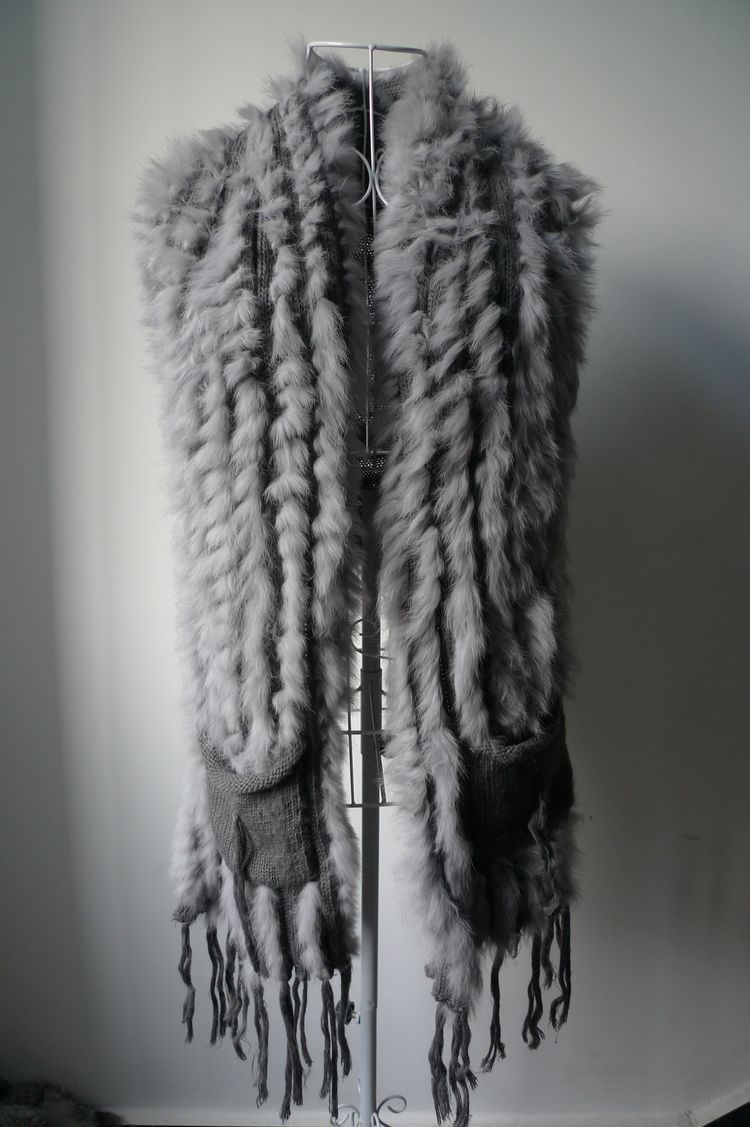 Rabbit fur knitted cape scarf fur exquisite casual rabbit sweater vest outerwear