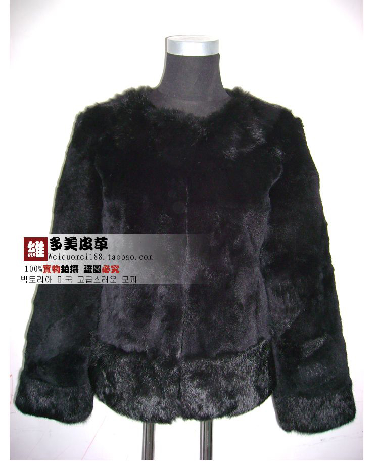 Rabbit hair black laciness rabbit fur coat short design overcoat