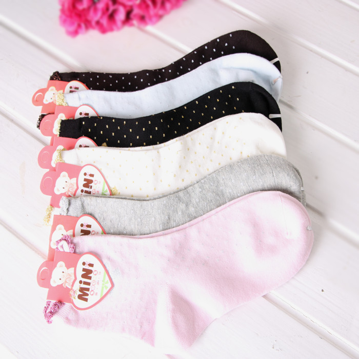 Rabbit high quality thickening 100% cotton socks seamless socks shallops bow baimuer dot