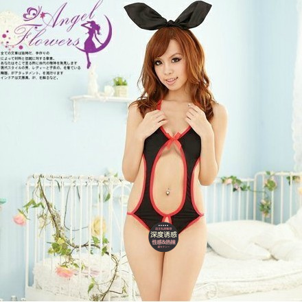 Rabbit lady bodysuit halter-neck style jumpsuit hair accessory female lingerie