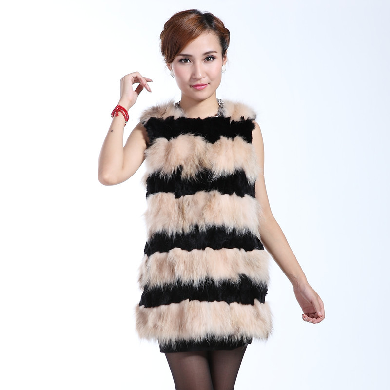 Raccoon fur coat 2012 vest sleeveless o-neck medium-long