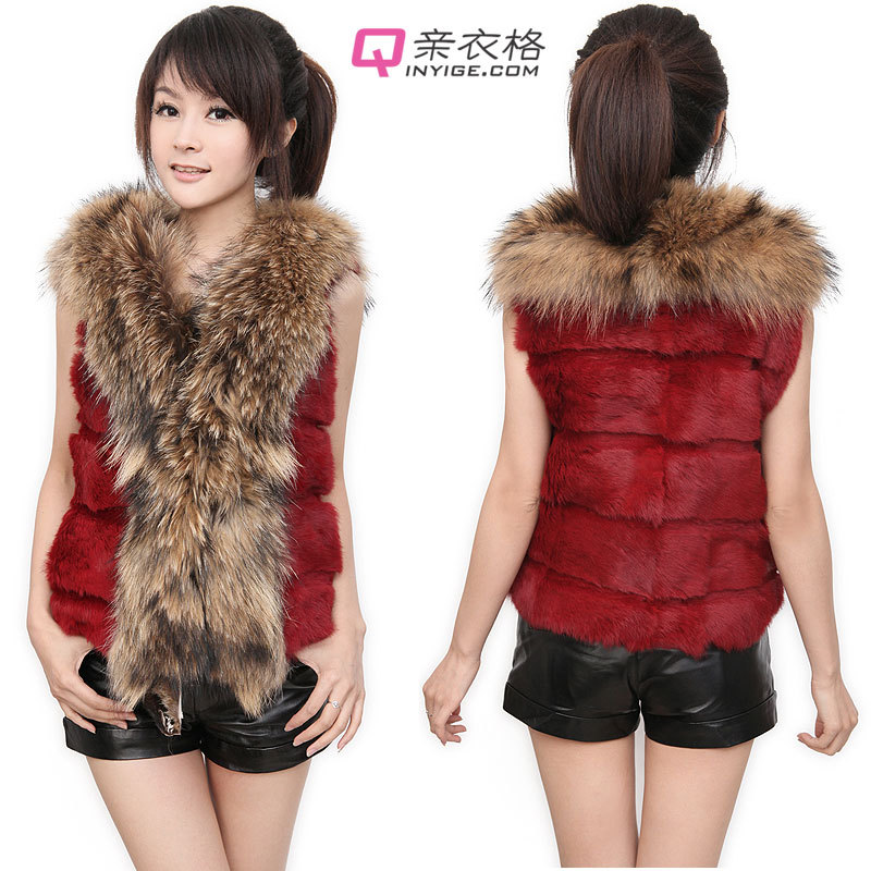 Raccoon fur rabbit fur coat short design fur vest 2012 women's