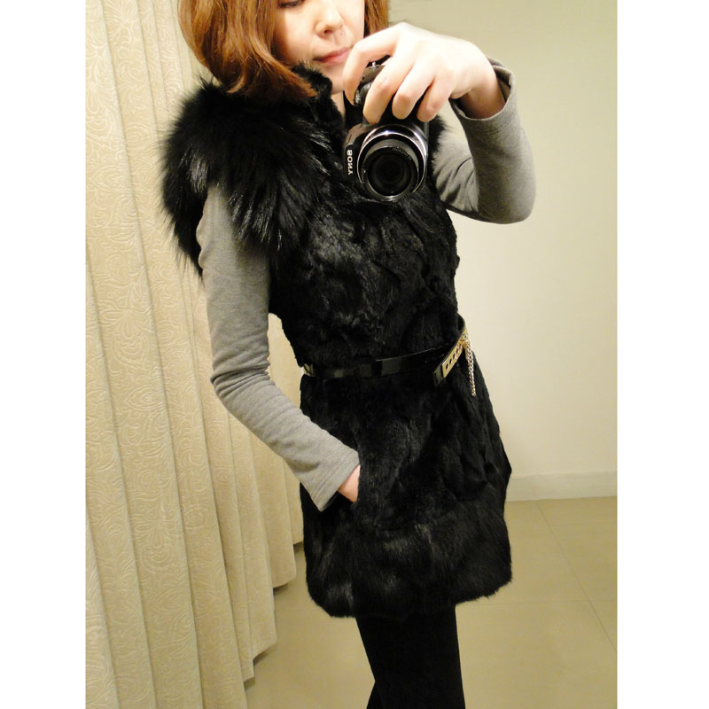 Radish small mouse spring wave raccoon fur rex rabbit hair fur vest outerwear p88619