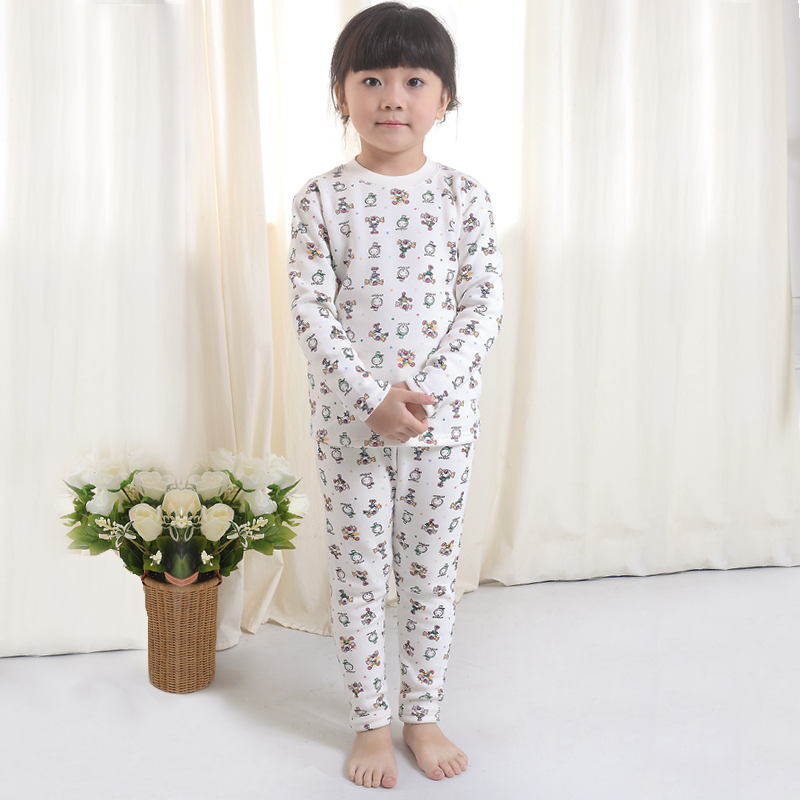 Rainsnow long johns set winter thickening children's clothing sleepwear cartoon 100% cotton underwear