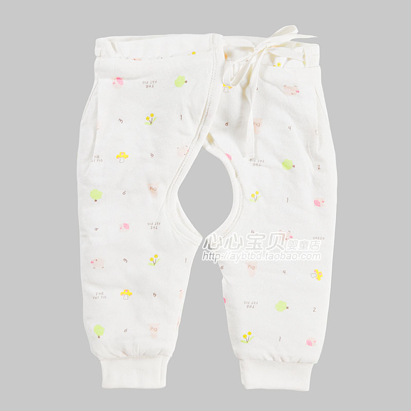 Rattan carpenter's autumn and winter cotton-padded baby underwear thickening pa996-109m baby thermal open-crotch trousers