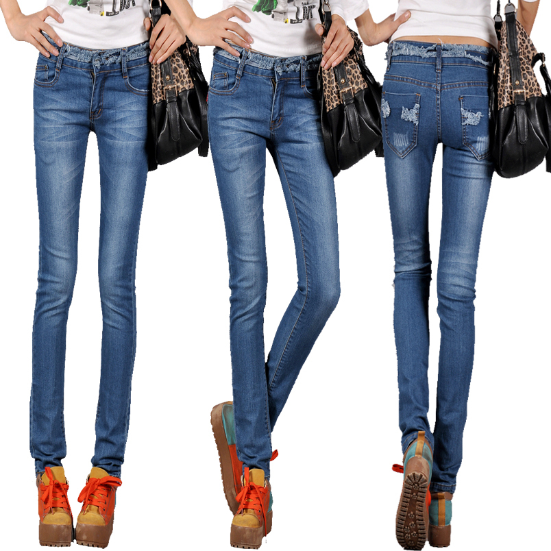 Raw edge belt slim pencil pants jeans pants trousers 2012 bag FREE SHIPPING