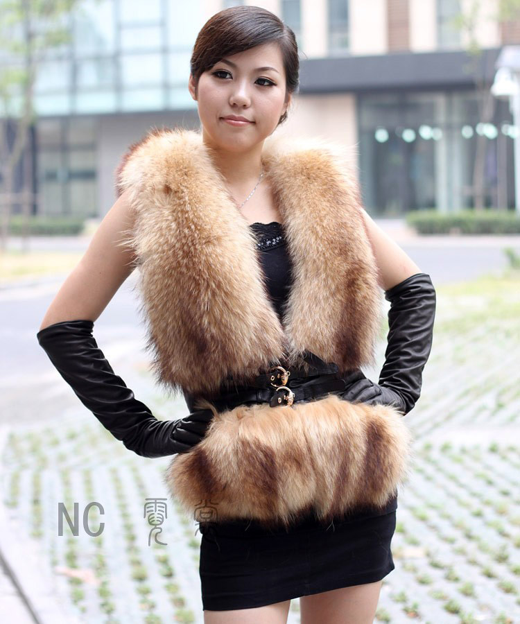 Real fur raccoon fur vest gilet waistcoat coat jacket vests gilets