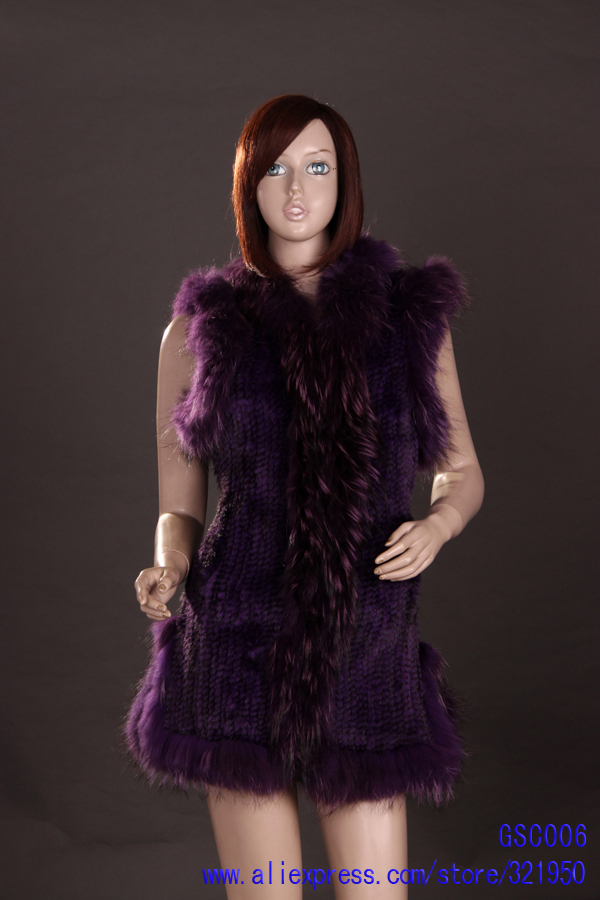 Real knitted mink fur vest, Mink vest free EMS shipping