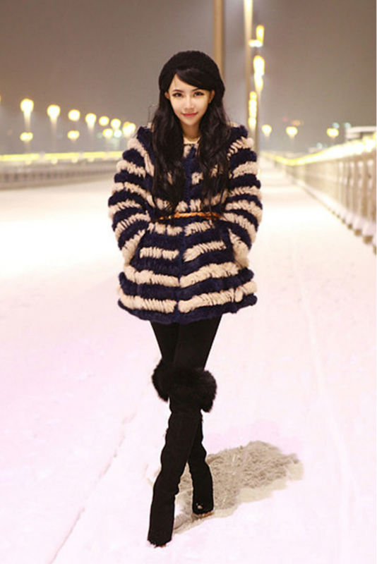 real knitted rabbit fur coat jacket vest high quality fur sweater long and short version item code 13003