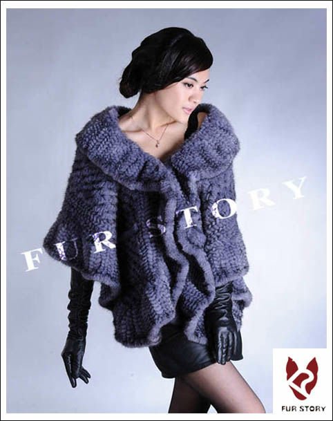 real mink fur knitted shawl stole poncho cape coat garment top quality fur products