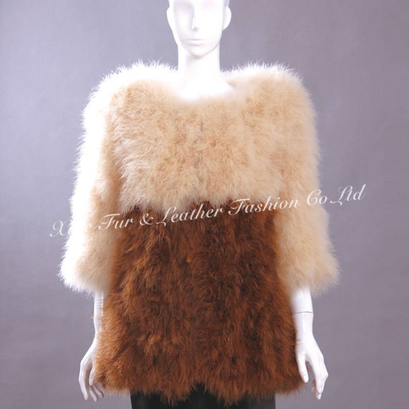 real ostrich/turkey feather fur  long coat Italian 2012-2013 newest fashion lovely Teddy color