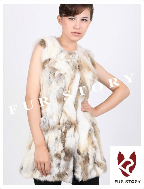 Real rabbit fur vest waitcoat jacket coat ladies'garment nature 2 colors