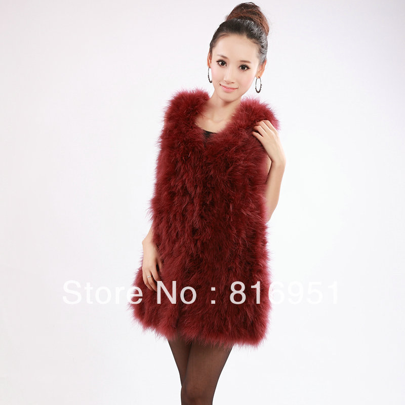 real turkey fur jacket long design vest fur coat  the soft jackets of the women black vest fur vest motorcycle jacket coat