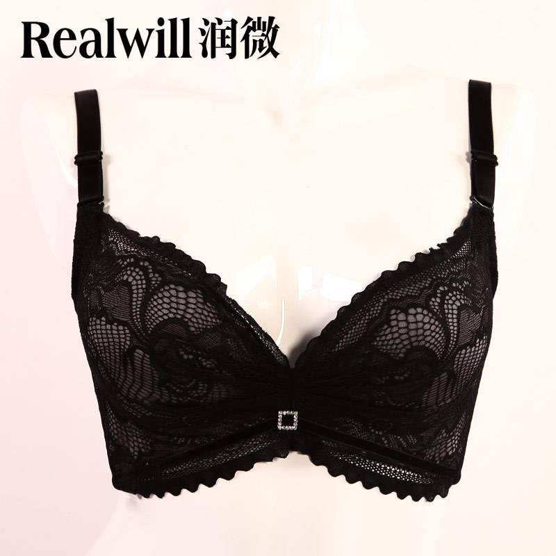 Realwill lace 1 cup sexy push up bra adjustable side gathering cover underwear