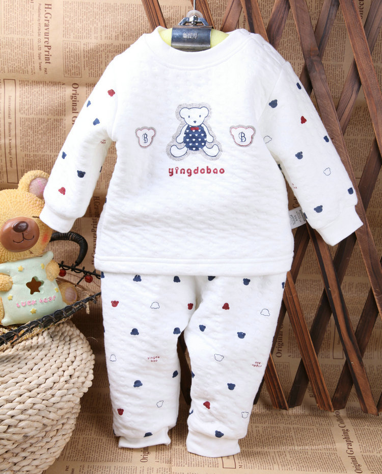 Recurrent child underwear set thickening cotton-padded thermal underwear winter baby 100% cotton underwear