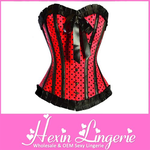 Red 2PC Dot Corset With Satin Bows LB4334 Size S M L XL