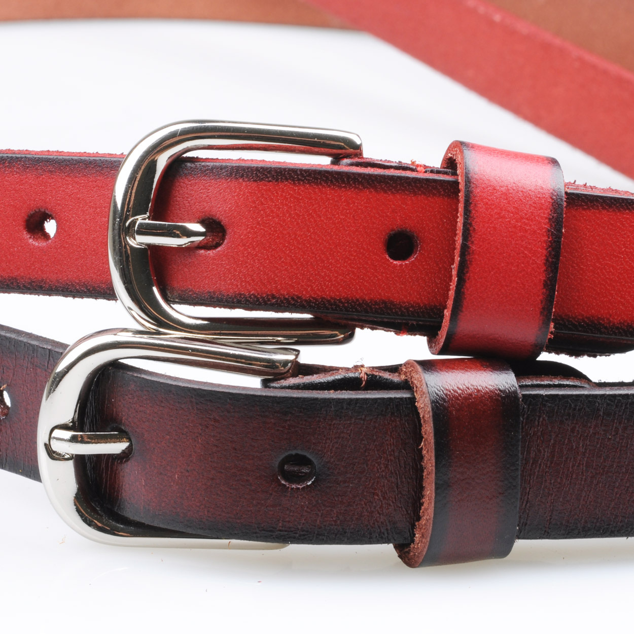 Red belt women's strap leather belt women's 2013 pin buckle genuine cowhide leather all-match brief