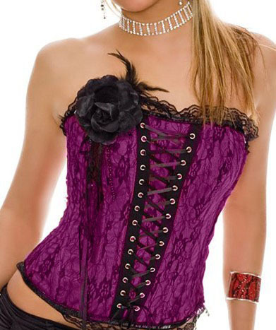 red black white purple sexy lace up back corset top bustier with mini skirt and thong club suit 8183