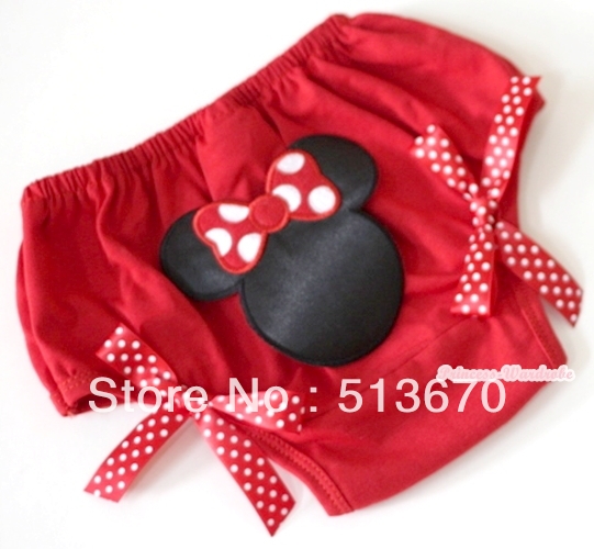 Red Bloomer With Minnie Print & Red White Polka Dots Bow MABL74