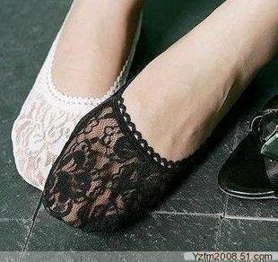 Red crown of black and white high-quality lace lace socks invisible short