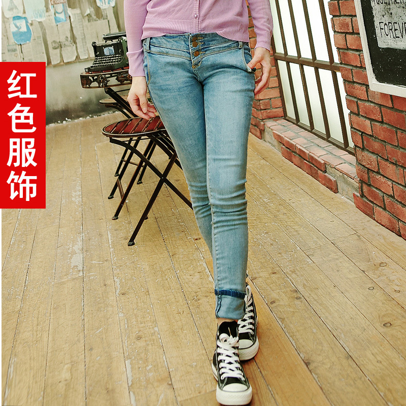 Red dress 2012 women's skinny jeans trousers pencil pants 3891