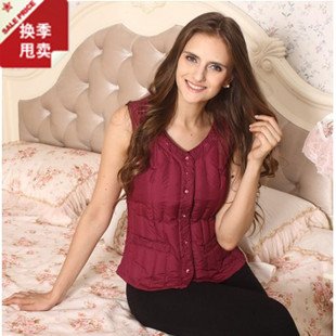 Red fashion women clothes down vest LM1193