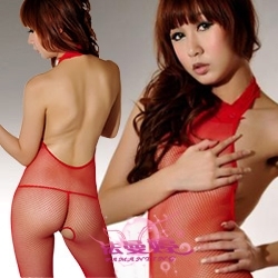 Red hot transparent net clothing suspender skirt sexy one piece underwear cutout 1008 lace tulle