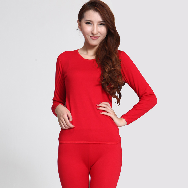 Red male women's thermal underwear antibiotic plus velvet thickening thermal set