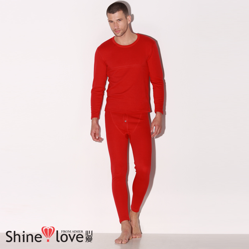 Red o-neck male thermal clothing set sn74301