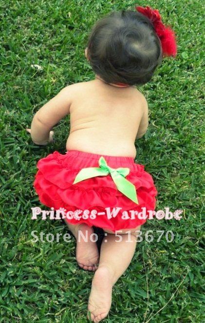 Red Panties Bloomers with Light Green Ribbon MAB43