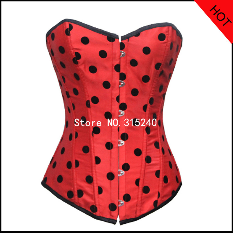 Red polka dots women sexy corset tops