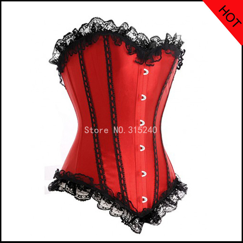 Red satin lace sexy corset on sell