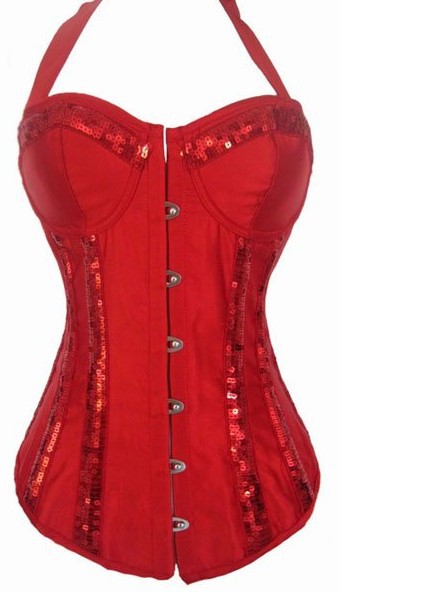 Red Sequin Neck Line Corset with G-string 5163-3+ Cheaper price + Free Shipping Cost