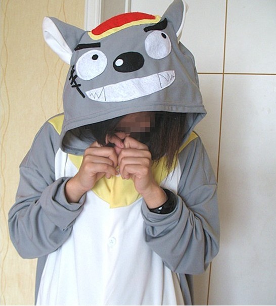 Red wolf little grey cartoon animal lovers one piece sleepwear derlook costume 100% cotton