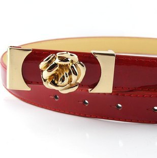 Red women's thin belt decoration waist decoration female all-match japanned leather strap a11