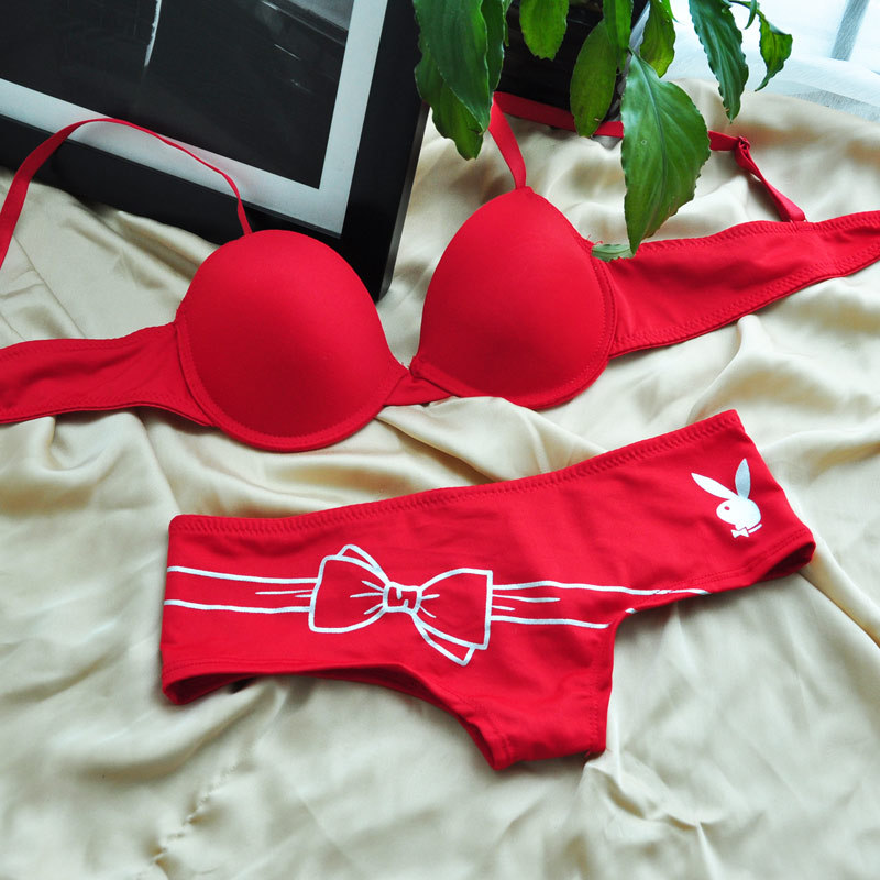 Red x lacing sexy thin bra set underwear set 0.06kg