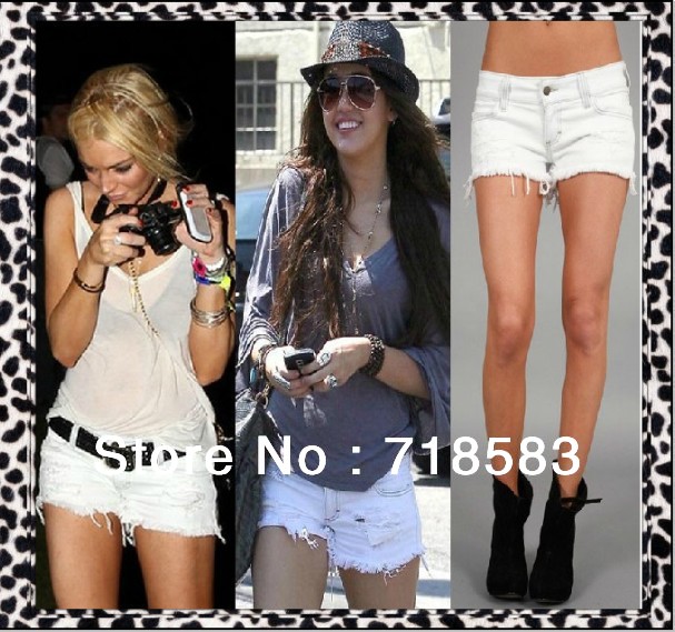 Retail ! 2013 Fashion Bull-puncher Knickers Hot Pants Shorts For Women Summer White Color Hole New Women's Shorts