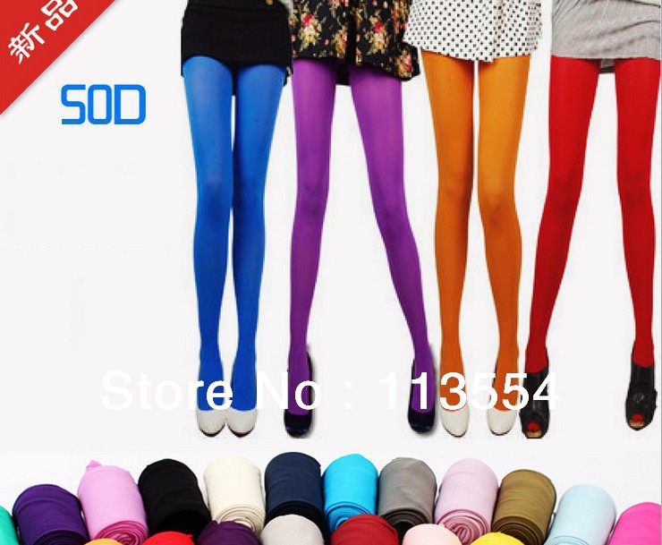 Retail 2013 Spring & Autumn 50D Thin Candy Tights Colorful Hosiery Pattern Women's Knit Leggings Tights Pants Free shipping